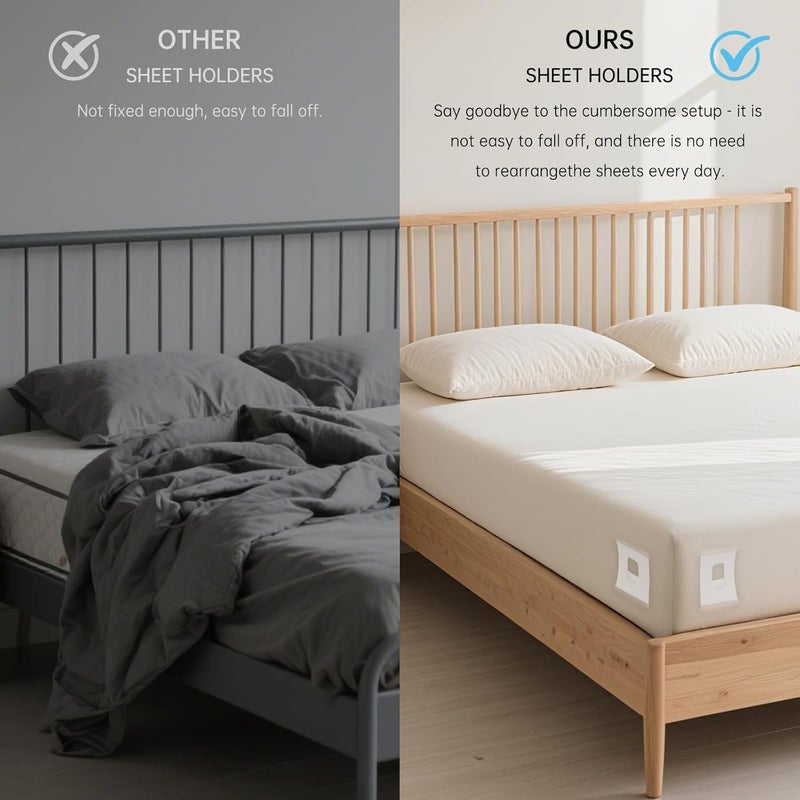 Pepisk Upgrade Bed Sheet Holders for Corners: 4Pcs Fitted Lock Sheet Holders Keep Sheets Firm & Tight, Heavy Duty Bed Sheet Clips, with Clip Easy to Install for All Mattress Sizes - No More Loose Sheets - Image 5